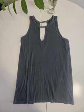 torrid Slate Blue Ribbed Keyhole Tank